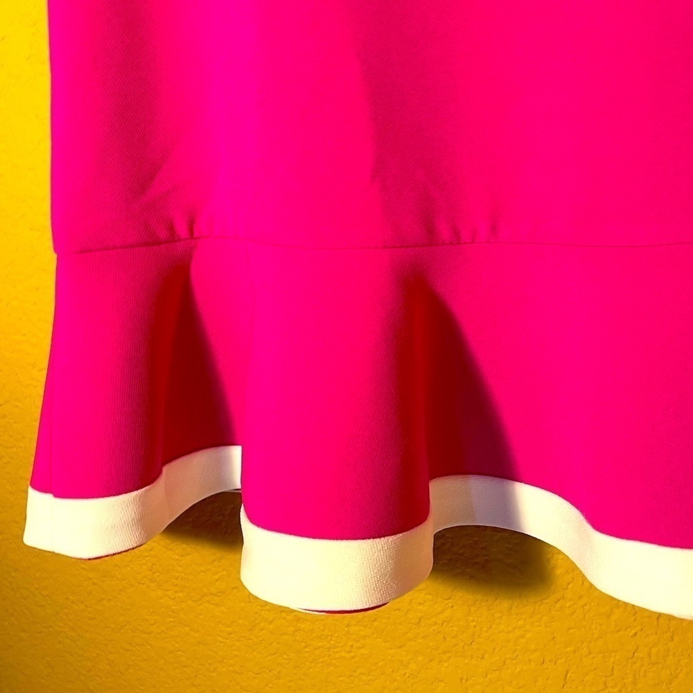 VICTORIA BECKHAM Fuchsia Sleeveless Cocktail Dress Ruffle Hem Bright Pink Size S - Picture 8 of 13